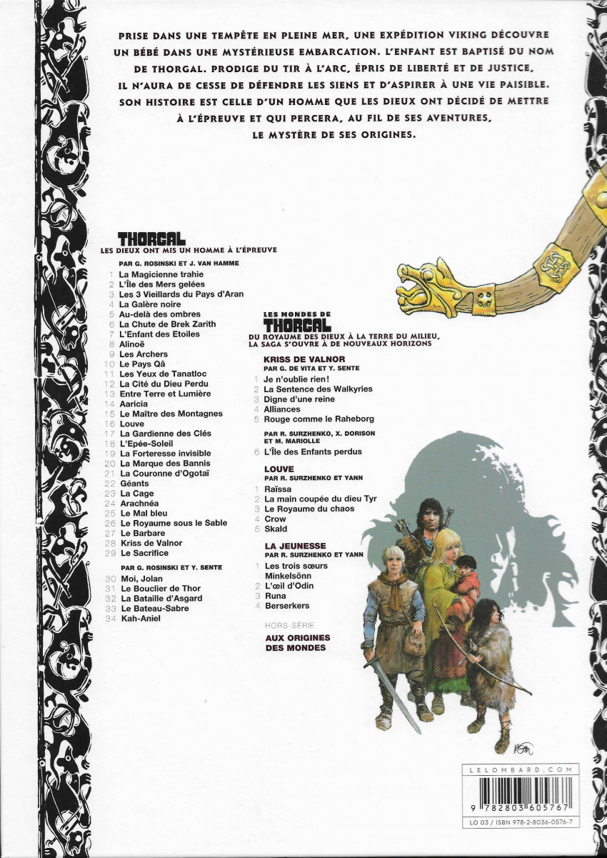 Verso de l'album Thorgal Tome 11 Les Yeux de Tanatloc