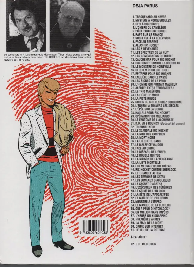 Verso de l'album Ric Hochet Tome 33 Le scandale Ric Hochet
