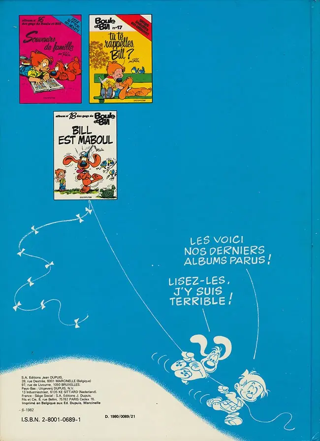 Verso de l'album Boule & Bill Tome 17 Tu te rappelles, Bill ?