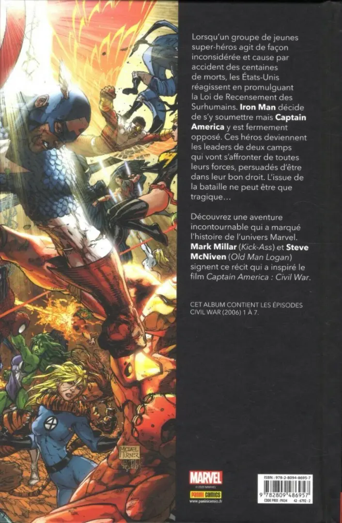 Verso de l'album Civil War Tome 1 Guerre civile