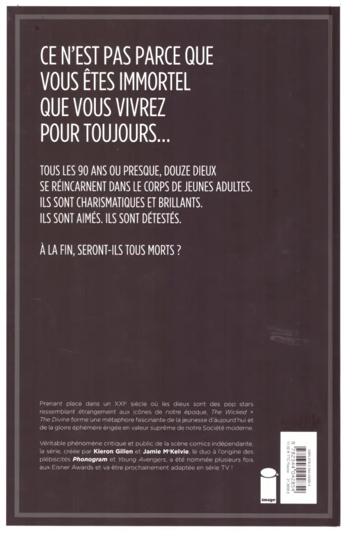 Verso de l'album The Wicked + The Divine Tome 9 Tout va bien