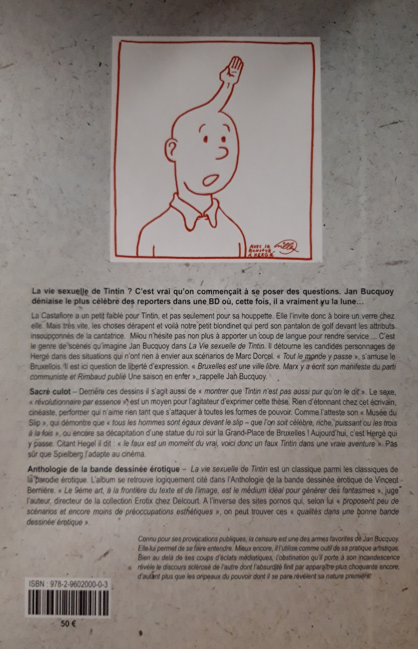 Verso de l'album Tintin - Pastiches pour Adultes La Vie sexuelle de Tintin