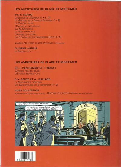 Verso de l'album Blake et Mortimer Tome 10 L'Affaire du Collier