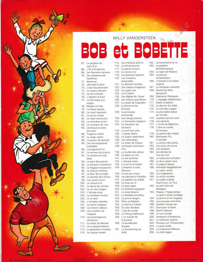 Verso de l'album Bob et Bobette Tome 117 Pierrot furieux