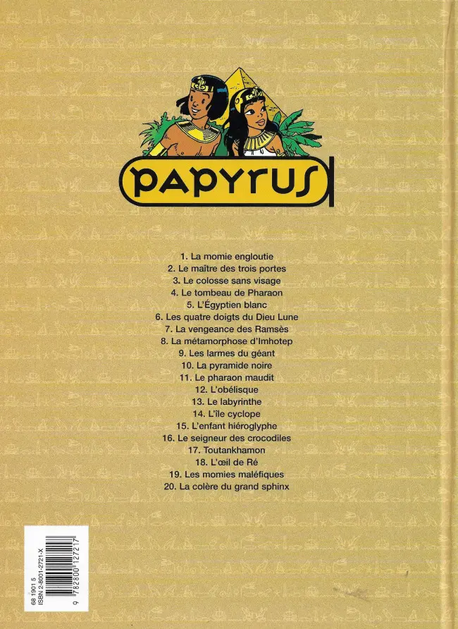 Verso de l'album Papyrus Tome 1 La momie engloutie