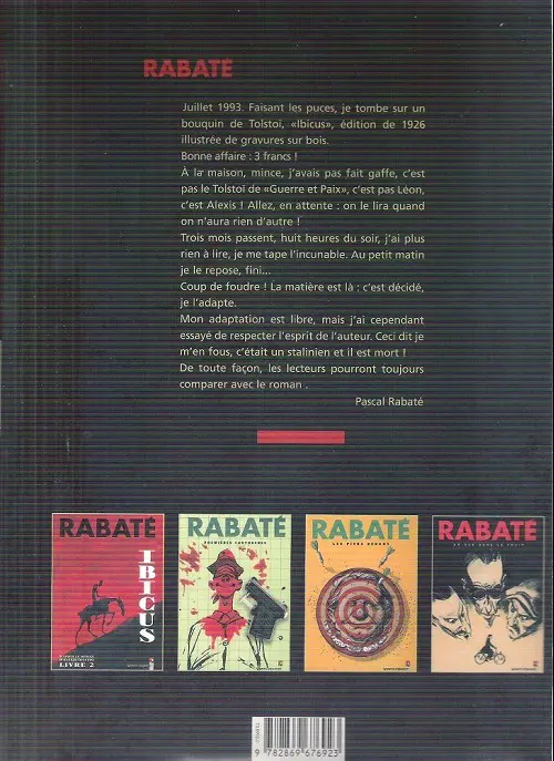 Verso de l'album Ibicus Livre 1