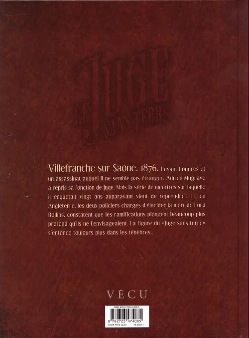 Verso de l'album Le Juge sans terre Tome 2 Pages mortelles