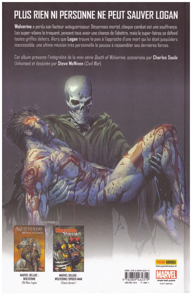 Verso de l'album La Mort de Wolverine