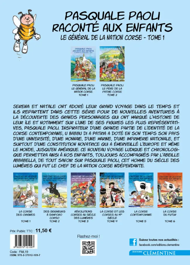 Verso de l'album Pasquale Paoli raconté aux enfants Tome 1 Le Général de la Nation corse