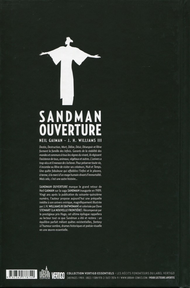 Verso de l'album Sandman Volume 0 Ouverture