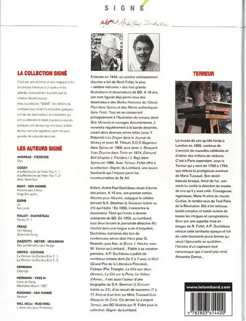 Verso de l'album Terreur Tome 1