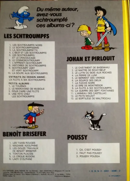 Verso de l'album Johan et Pirlouit Tome 4 La pierre de lune