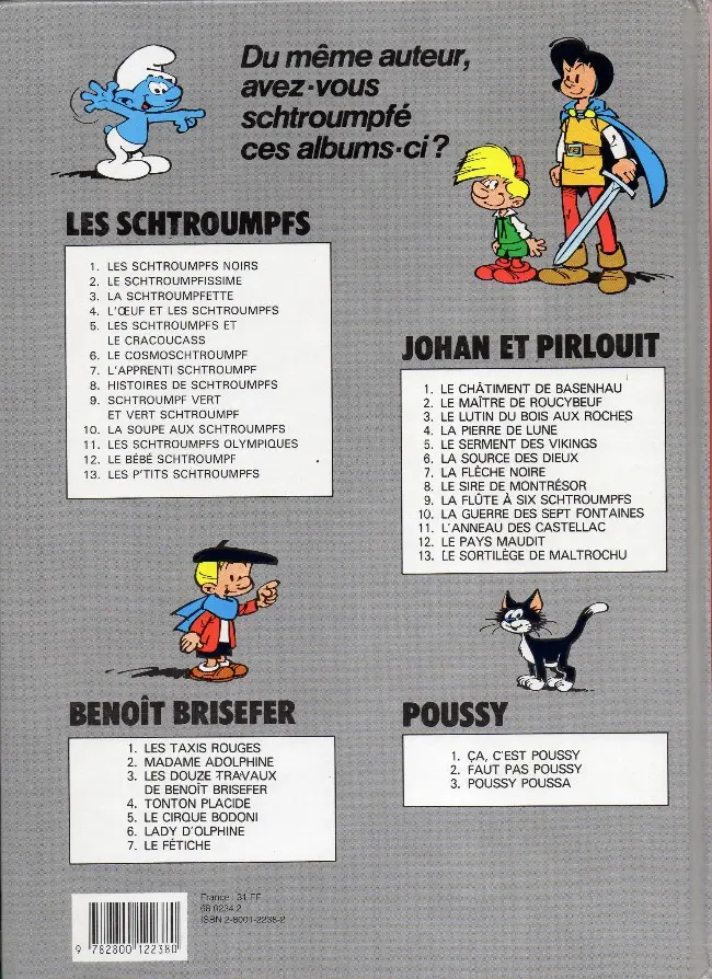Verso de l'album Les Schtroumpfs Tome 3 La Schtroumpfette
