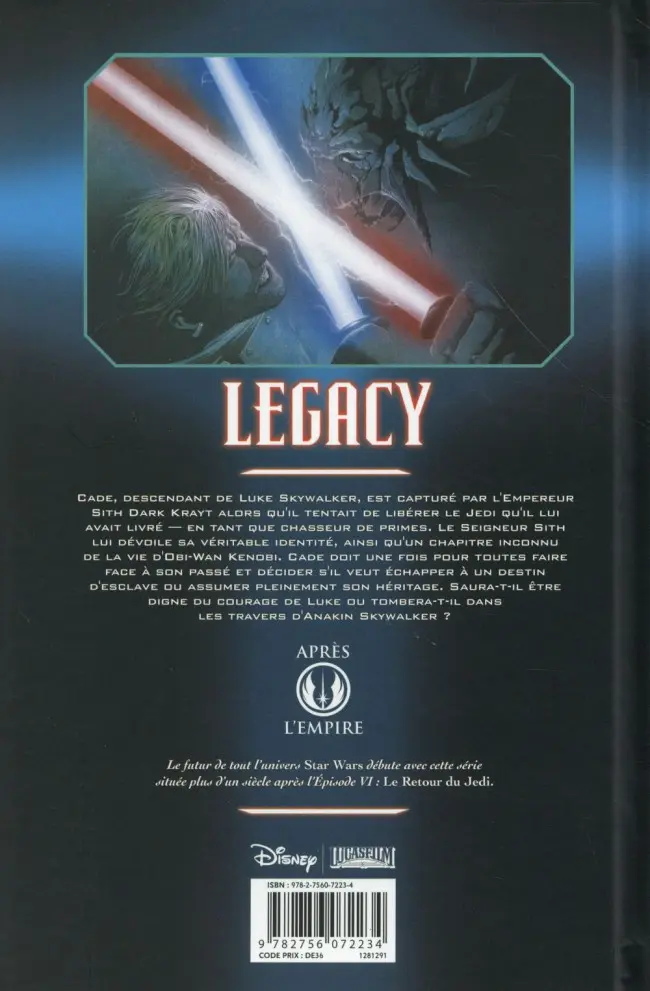 Verso de l'album Star Wars - Legacy Tome 3 Les Griffes du dragon