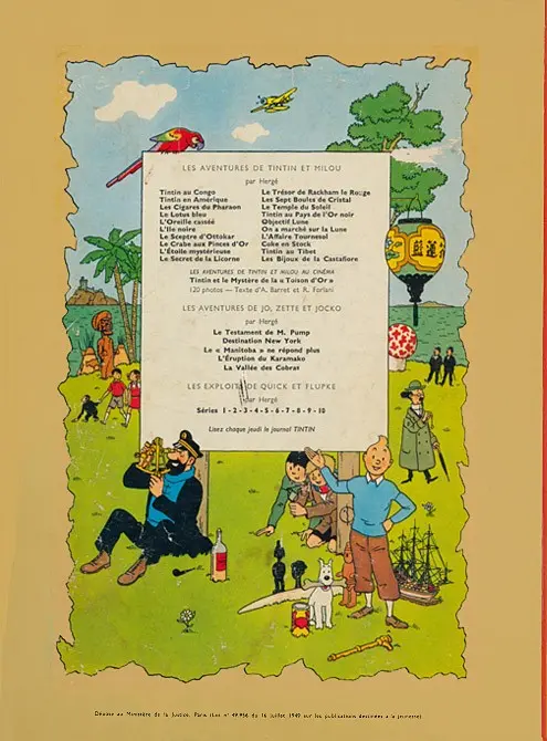 Verso de l'album Tintin Tome 9 Le crabe aux pinces d'or
