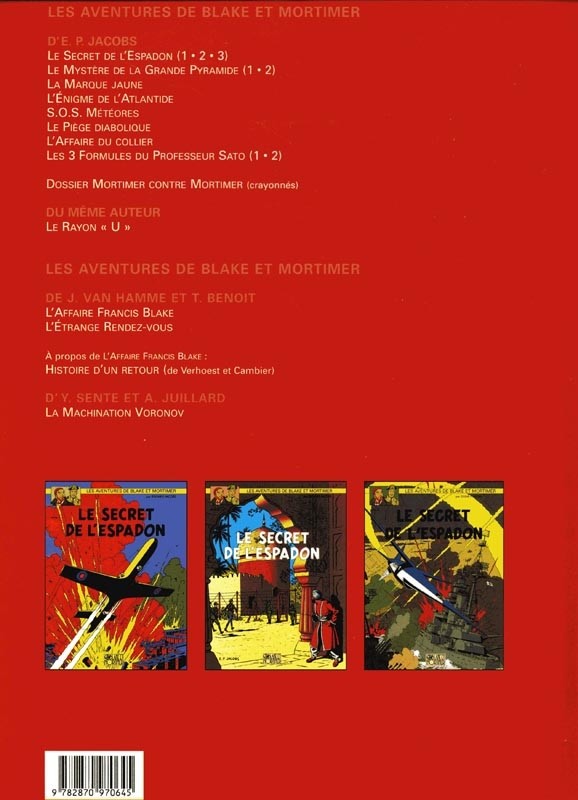 Verso de l'album Blake et Mortimer Le Secret de l'Espadon - Intégrale