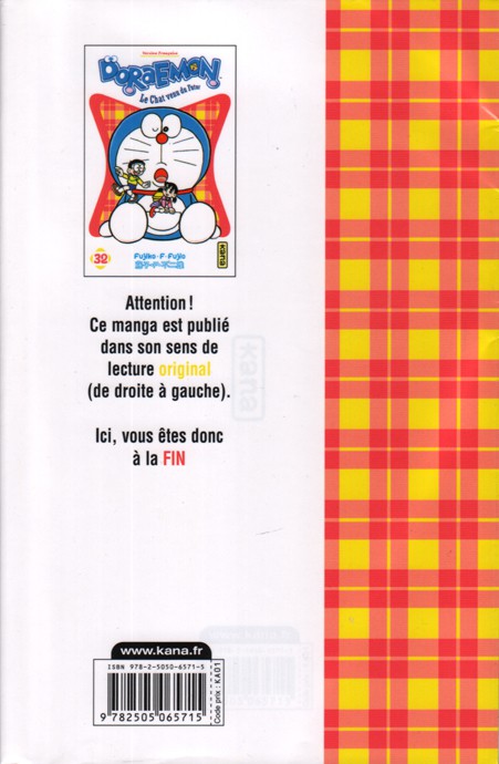 Verso de l'album Doraemon, le Chat venu du futur Tome 32