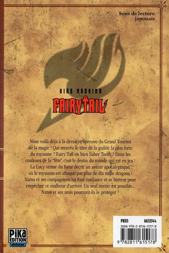 Verso de l'album Fairy Tail 38