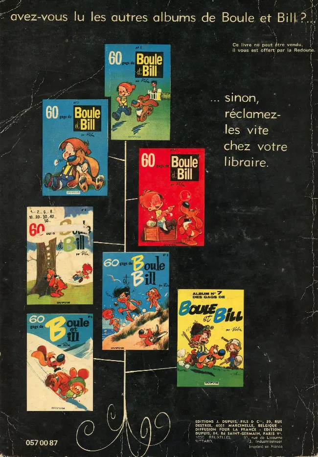 Verso de l'album Boule & Bill Tome 8 Papa, Maman, Boule... ...et Moi ! et Nous !
