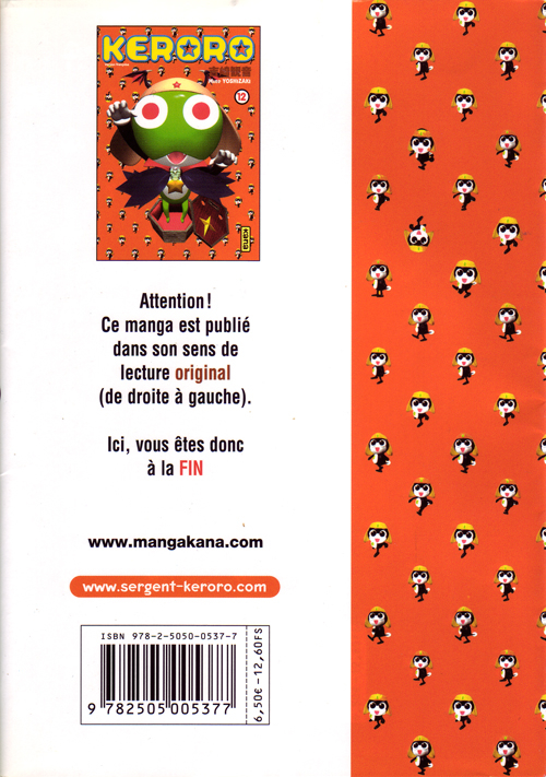 Verso de l'album Sergent Keroro 12