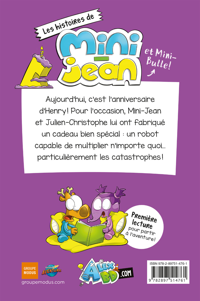 Verso de l'album Les histoires de Mini-Jean et Mini-Bulle ! Tome 7 Joyeux anniversaire, Henry!