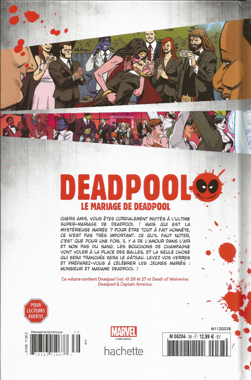 Verso de l'album Deadpool - La collection qui tue Tome 38 Le mariage de Deadpool