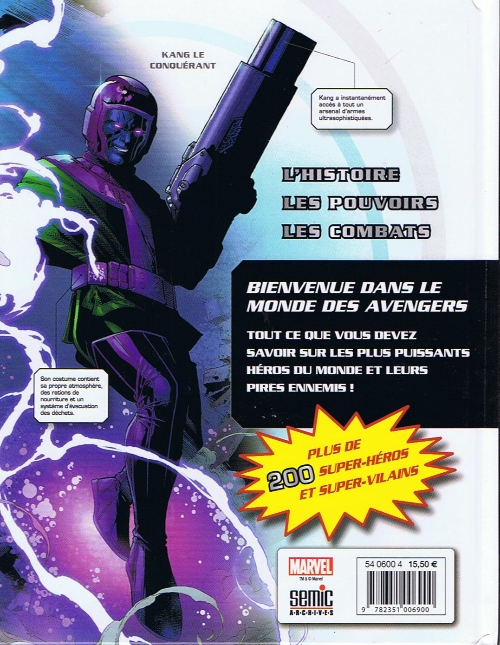 Verso de l'album Avengers - Le Guide complet des personnages