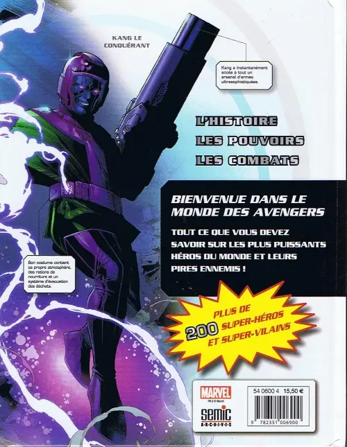 Verso de l'album Avengers - Le Guide complet des personnages