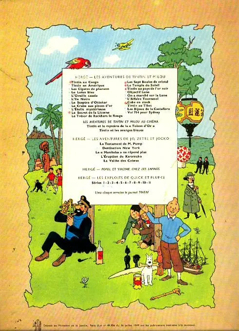 Verso de l'album Tintin Tome 13 Les 7 boules de cristal
