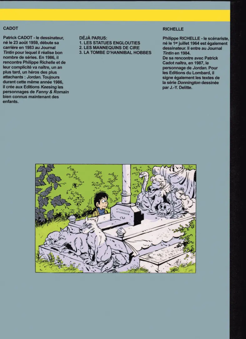 Verso de l'album Les extraordinaires aventures de Jordan Tome 3 la tombe d'Hannibal Hobbes