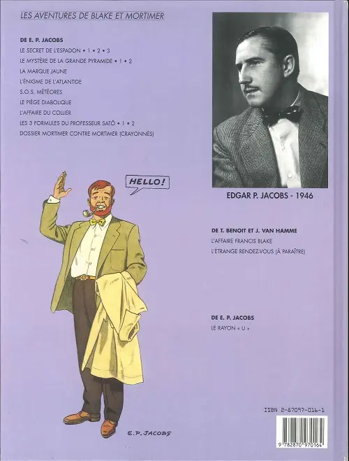 Verso de l'album Blake et Mortimer Tome 11 Les 3 formules du professeur sato - tome 1