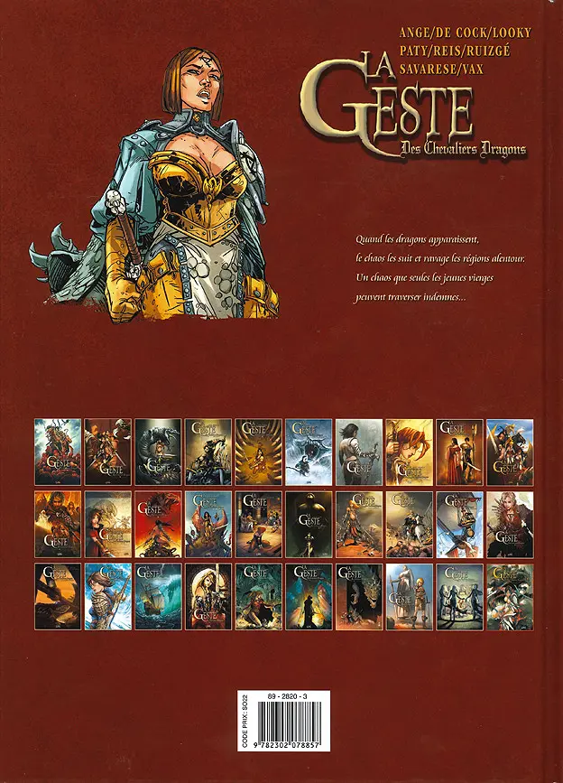 Verso de l'album La Geste des Chevaliers Dragons Tome 29 Les Sœurs de la Vengeance