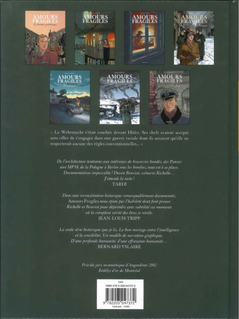 Verso de l'album Amours fragiles Tome 6 L'armée indigne