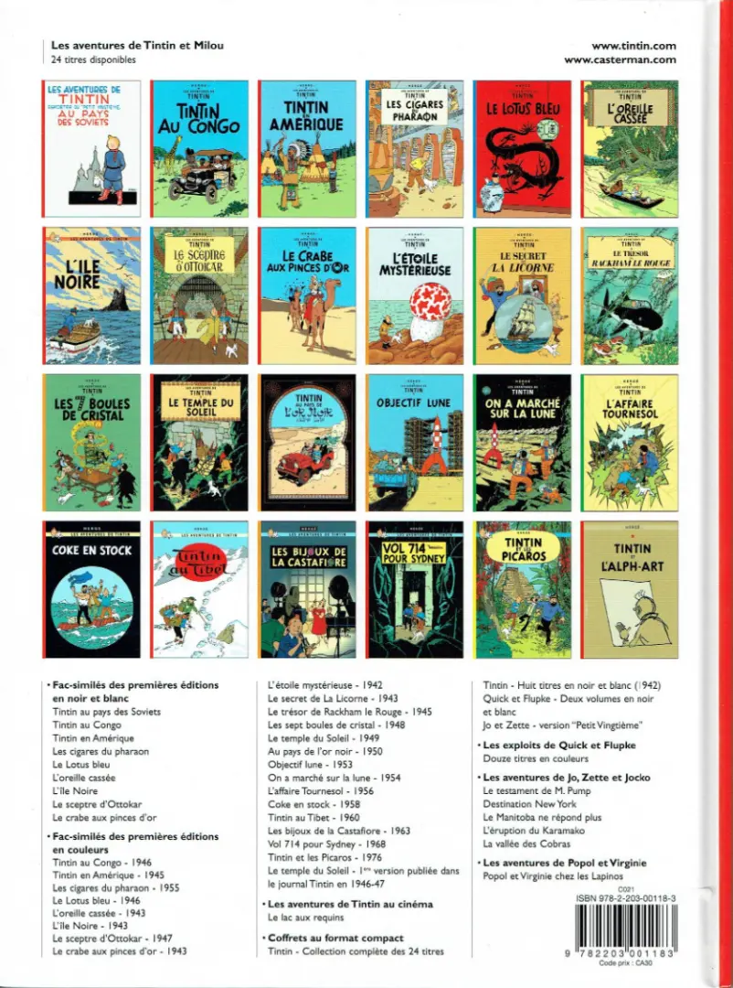 Verso de l'album Tintin Tome 19 Coke en stock