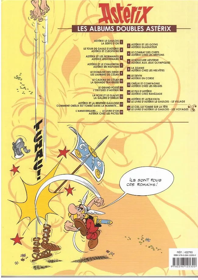 Verso de l'album Astérix Tome 33 + HS Le ciel lui tombe sur la tête / Astérix les voyages