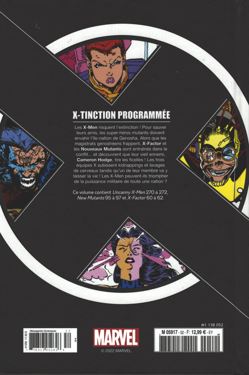 Verso de l'album X-Men - La Collection Mutante Tome 52 X-Tinction programmée