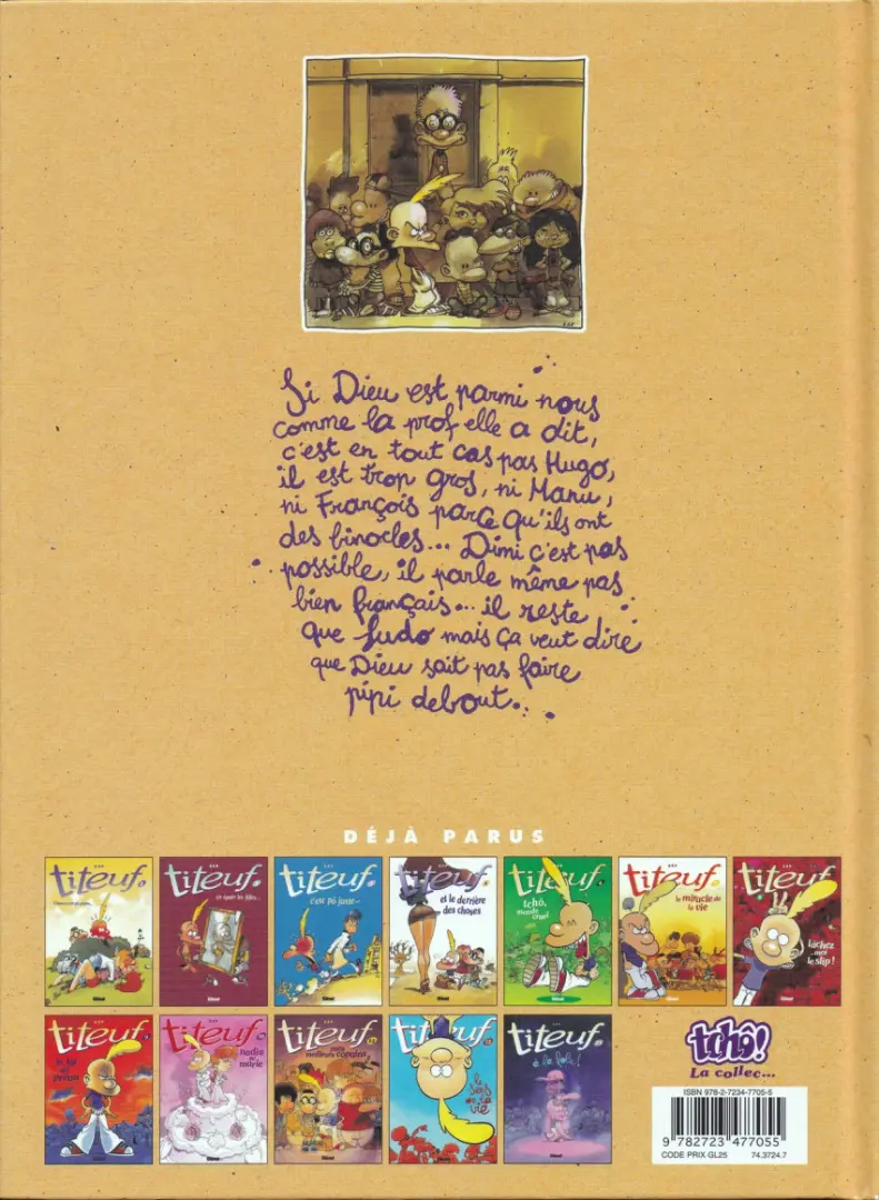 Verso de l'album Titeuf Tome 1 Dieu, le sexe et les bretelles