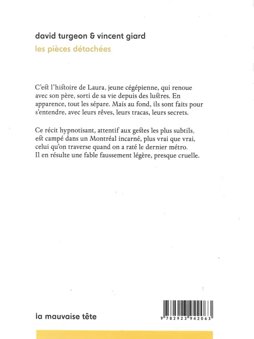 Verso de l'album Les pièces détachées