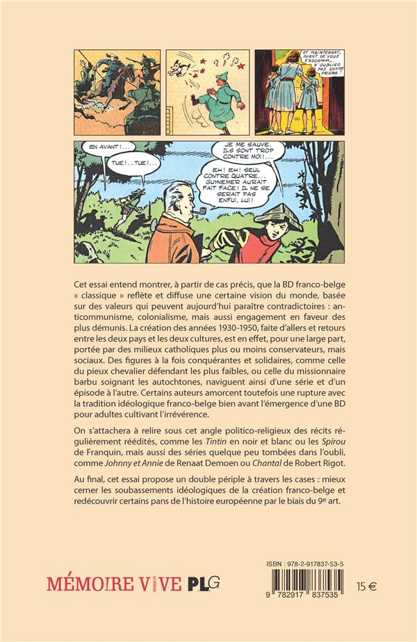 Verso de l'album Hergé, Franquin, le chevalier et le missionnaire BD franco-belge, politique et religion