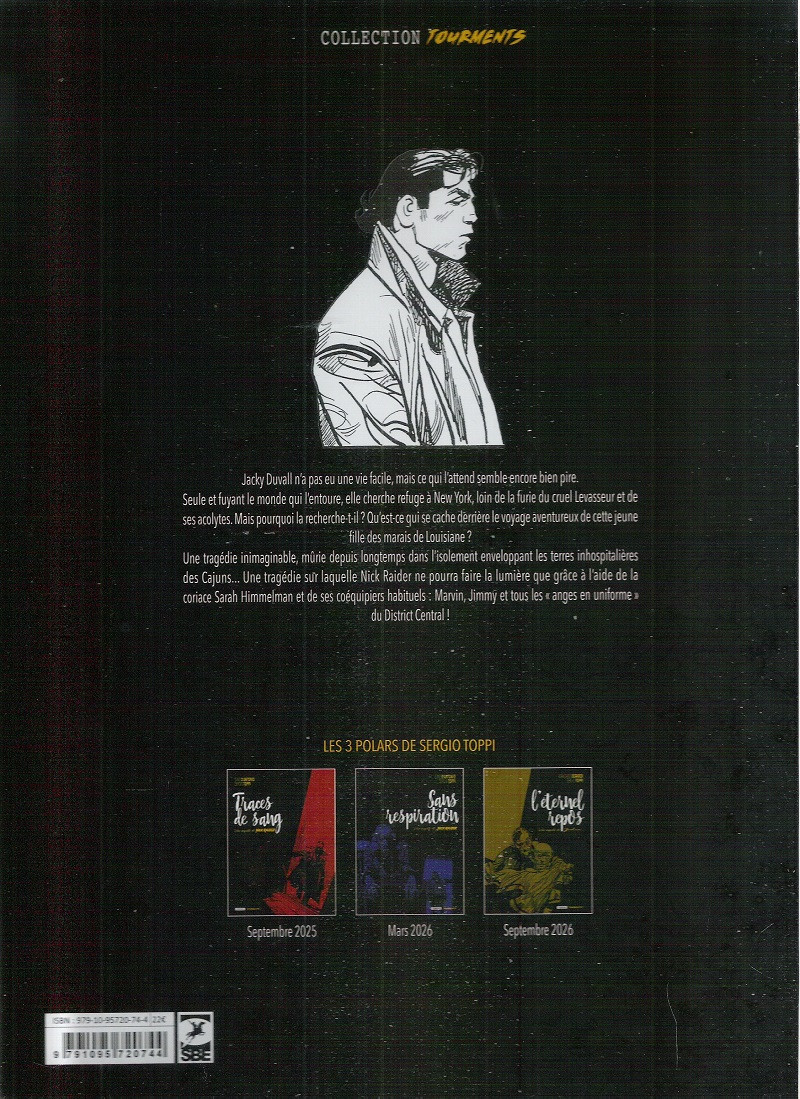 Verso de l'album Une enquête de Nick Raider 1 Traces de sang