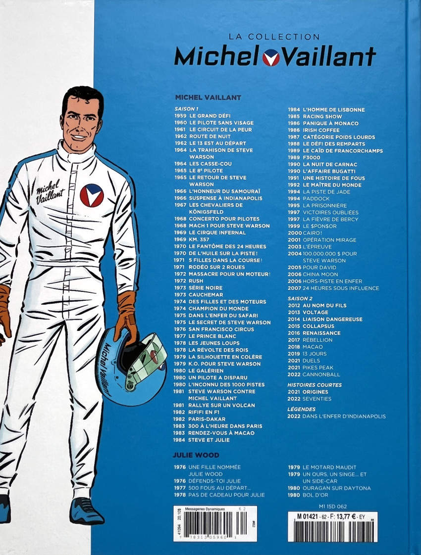 Verso de l'album Michel Vaillant La Collection 62 Le maître du monde