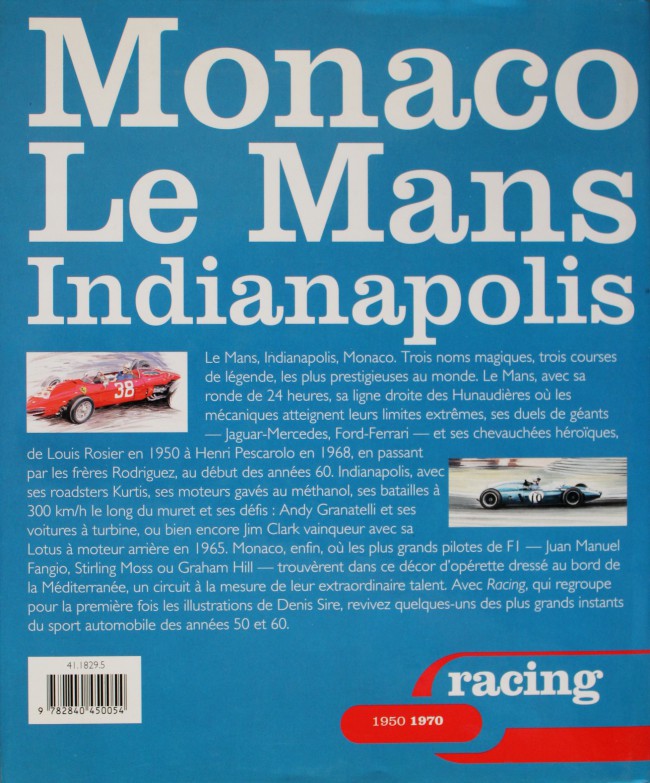Verso de l'album Courses de légendes Racing 1950 1970 - Monaco, Le Mans, Indianapolis