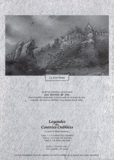 Verso de l'album Légendes des contrées oubliées Encyclopédie - Jeu de Rôles