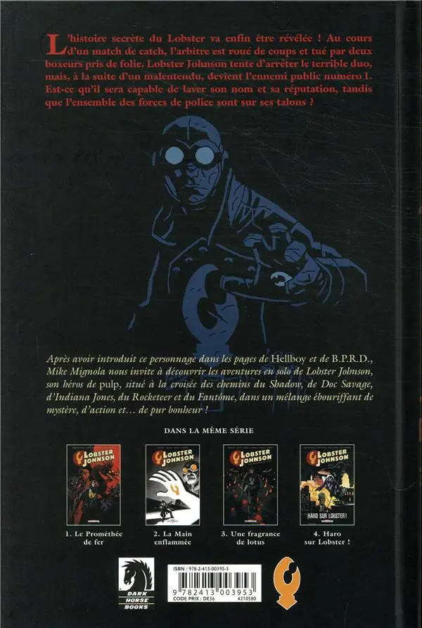 Verso de l'album Lobster Johnson Tome 4 Haro sur Lobster !