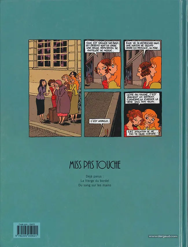 Verso de l'album Miss pas touche Tome 2 Du sang sur les mains