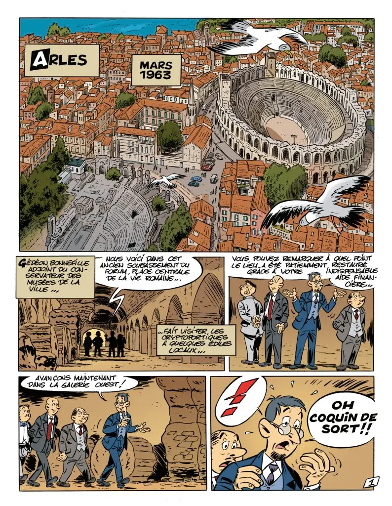 Planche de l'album Une aventure de Jeff Mistral 2 Les 3 symboles d'Arelate