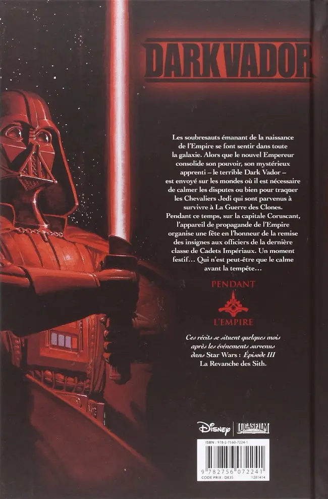 Verso de l'album Star Wars - Dark Vador Tome 2 La Prison fantôme