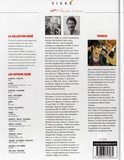 Verso de l'album Terreur Tome 2