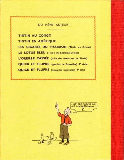Verso de l'album Tintin Tome 7 L'île noire