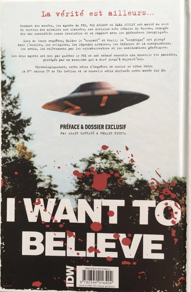 Verso de l'album The X-Files - Les nouvelles affaires non classées #1